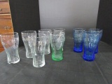 8 Coca-Cola Glasses, 4 Clear, 3 Blue, 1 Green 6