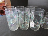 Lot - Glassware w/ Floral/Vine Pattern Motif, 6 Tumblers 5 3/4