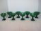 Set - 8 Emerald Green Pressed Glass Sherbets Flowers/Swag Pattern
