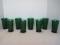 Set - 8 Emerald Green Pressed Glass Tumblers Flowers/Swag Pattern