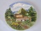 German Thatched Roof Cottage & Landscape Hand Painted Relief Design Porcelain Plate