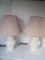 Pair - Ceramic Ginger Jar Design Ivory Finish Table Lamps w/ Pleated Shades