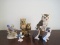 Lot - Original Arbalt Artware Ceramic Gilted Owls, 3 Plastic Owl Figurines