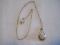 Vintage Sarah Coventry Teardrop Opal Pendant Necklace Chain Stamped 14kt