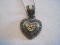 FAS 925 Italy Box Chain Necklace w/ SX 925 Abalone Marcasite Heart Pendant