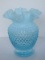 Fenton Blue Opalescent Hobnail Pattern Vase w/ Flared Ruffled Rim