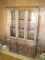 Traditional China Cabinet w/ 2 Dovetail Drawers, 3 Panel Base Doors & Brass Finish Pulls