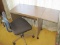 Wood Grain Finish Drop Leaf Desk w/ Upholstered Back/Seat Desk Chair on Casters