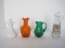 Lot - Hand Crafted Emerald/Orange Crackle Glass Small Pitchers Pontil Base 4