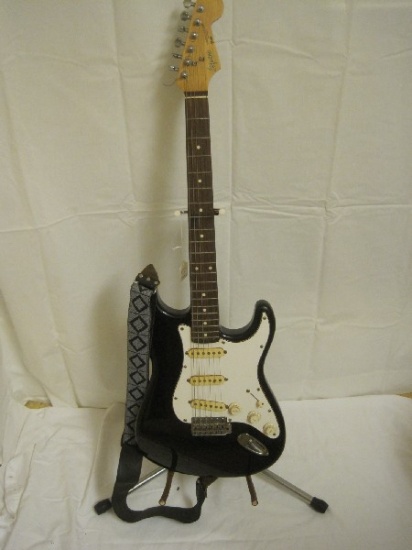 Fender Stratocaster Squire Electric Guitar Serial #E634271 Ebony Finish w/ Stand