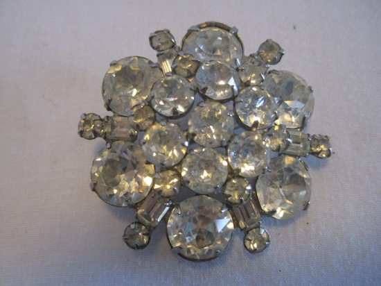 Vintage Weiss Rhinestone Cluster Brooch Signed