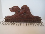 Vintage Syroco Wood Ornamental Wall Mount Irish Settlers/Oak Leaves Design Tie/Belt Rack