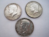 3 - 1964 Kennedy Half Dollar Coins Silver Content 90% Silver Weight .3617oz.