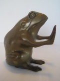 Whimsical Brass Weighted Figural Frog Bookend/Door Stop