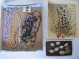 Lot - Multi-Strand, Beaded & Other Necklaces, Clip-On Earrings, Bracelet & Necklace Sets