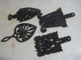 4 Cast Iron Classic Design Handled Trivets