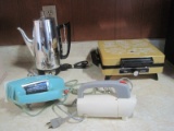 Lot - Vintage Kitchen Small Appliances General Electric Immersible Percolator