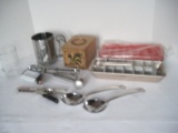 Lot - Vintage Kitchen Utensils, Dovetail Recipe Card Holder Rooster Pattern