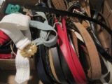 Lot - Misc. Ladies Belts, Sun Flower Buckle, Woven Leather Designs, Etc.