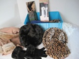 Lot - Ladies Faux Fur Hat, Winter Collection Set Hat, Gloves & Scarf Fur Trim