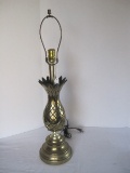 Stately Brass Finish Pineapple Design Table Lamp on Plinth Base