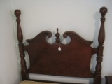 Dixie Furniture Traditional Cherry Court Collection Headboard w/ Finial & Metal Bed Frame