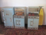 Vintage Miss Nassau Metal Child's Play Kitchen Refrigerator, Stove, Sink & Ironing Board