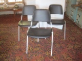 Set - 3 Art Metal Incorp. Stacking Chairs Black Plastic Back/Seat Metal Frame