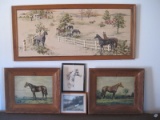 Lot - 2 Equestrian Horse Print in Rustic Frames 18