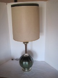 Mid-Century Modern Table Lamp Panel Sphere Front on Brass Finish Base