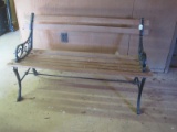 Charleston Style Bench Metal Frame & Wooden Slat Back, Seat