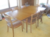 Mid-Century Modern Drexel Biscayne Collection Furniture Walnut Dining Table w/ Leaf
