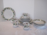 20 Pieces - Farberware China Festival Pattern Multicolor Fruit & Floral Rim Design Dinnerware