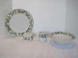 5 Pieces - Farberware China Festival Pattern Multicolor Fruit & Floral Rim Design Serving Pieces