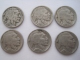 6 Buffalo Indian Head Nickels Dated 1935