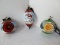 Super Lot - 3 Joy To The World Collectibles Hand Crafted Glass Ornaments