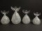 Set - 4 Hand Crafted Glass Angel Figurines w/ Glitter Swag Design