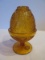 Pressed Amber Glass 2 Piece Sandwich Glass Pattern Fairy Lamp by Tiara Exclusive