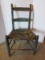 Vintage Painted Green Ladder Back Chair w/ Woven Split Oak Seat