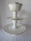 Ceramic 3-Tier Server Embossed Flowering Vine Pattern w/ Gilt Trim