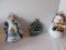 3 Religious Hand Crafted Glass Ornaments Joy To The World Interfaith Snowman w/ Menorah