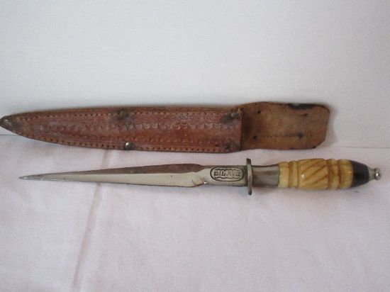 Dagger Knife w/ Tooled Leather Sheath Made in Mexico