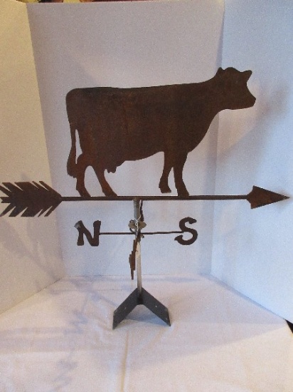 Wrought Iron Figural Cow Weather Vane w/ Directionals