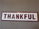 Metal Sign Embossed THANKFUL Antiqued Finished