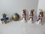 Lot - 4 Old World Christmas Hand Crafted & Midwest Glass Religious Ornaments 3 Angels