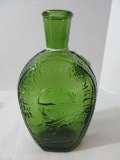 Wheaton Green Pressed Glass Collector's Bottle Relief Design