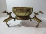 Brass Footed Deers Console Base w/ Brass Swirl Pattern Bowl