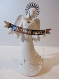 Hallmark Joanne Eschrich Collection Gold Crown Porcelain Angel Figurine Holding Banner