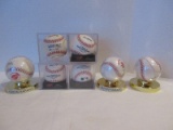 Lot - 7 Rawlings Official Major/National League Baseballs in Display Cases Game Ball & Other