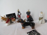 Lot - 5 Joy To The World Pet Set Collection & Diva Dog Ornaments Corgi Santa Paws, Black Lab